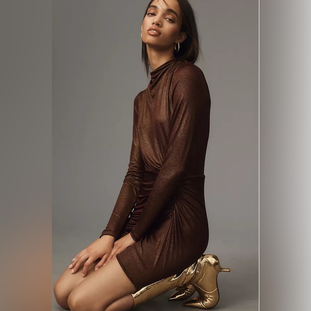 Significant Other Long-Sleeve Mock-Neck Ruched Mini Dress (sold out)